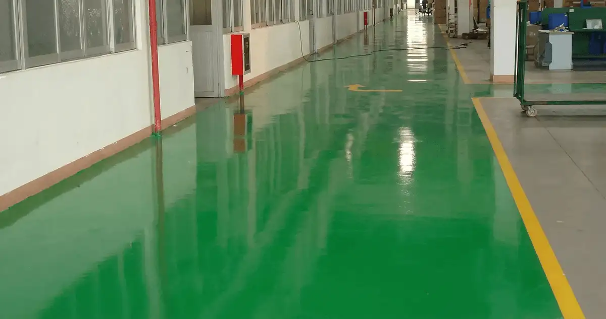 A factory floor professionally covered and marked with epoxy flooring in Tallahassee, FL