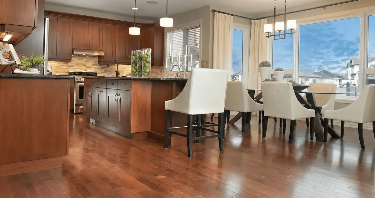 A modern kitchen with professionally installed wood flooring in Tallahassee, FL
